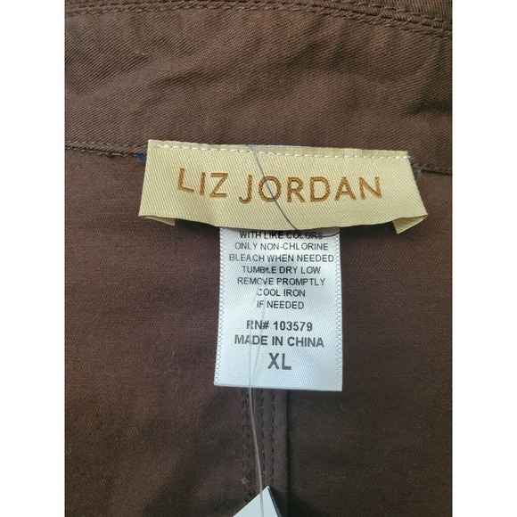 Liz Jordan Women's Brown Cotton Long Sleeve Collared Buttons Long Coat - Picture 10 of 12